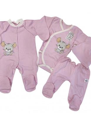 Одежда для новорожденных девочек на выписку в роддом - шапочка 2 шт, боди, человечек, штанишки, пеленка кокон