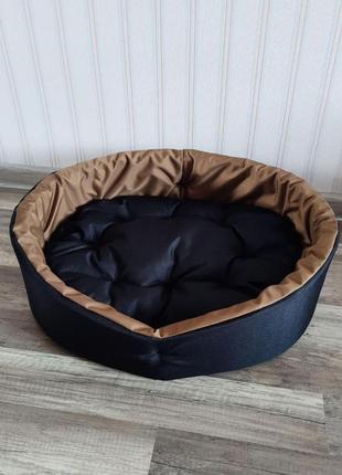 Лежак для собак и кошек 40х50см лежанка для небольших собак цвет черный с койот4 фото