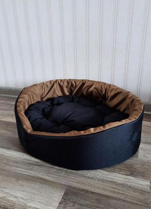 Лежак для собак и кошек 40х50см лежанка для небольших собак цвет черный с койот3 фото