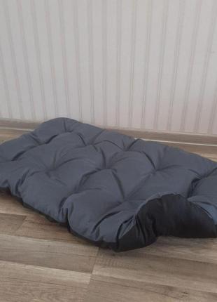 Лежак для собак 85х63х10см лежанка матрас для средних пород двухсторонний цвет серый с черным