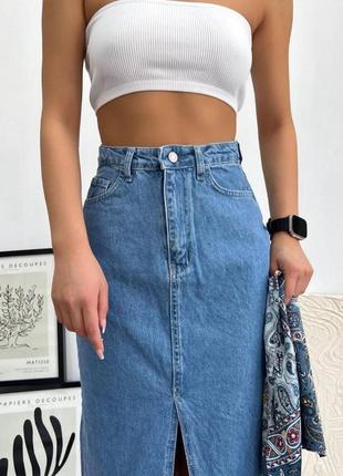 Юбка джинсовая с бахромой3 фото