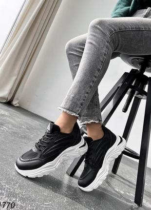 Женские черные кроссовки из эко.кожи +сетка5 фото