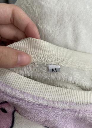 Женский теплый свитшот кофта худи с единорогом мягкое меховое нежное белое2 фото