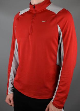Nike dri-fit running бігова потовиділення кофта лонгслів червоний розмір м