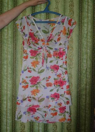 Красивое, воздушное нежное платье, ткань как крепдешин, 👗,на жаркое лето супер, 48 размер