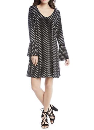 Karen kane брендовое фирменное платье в горох горошек черная черно-белое платье на подворотке стильное модное