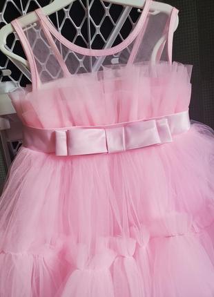 Платье для девочки праздничное новое детское пышное платье 2 3 4 5 92 98 104 110 116 122 128 розовое на день рождение праздник принцессы красивое4 фото