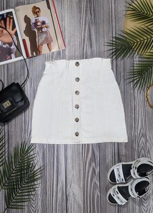 Біла бавовняна коротка спідниця topshop #2874