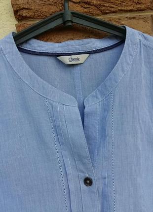 Коттоновая легкая джинсовая рубашка в полоску от известного бренда.2 фото
