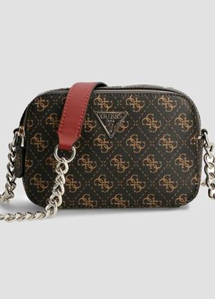 Жіноча коричнева сумка з візерунком guess (оригінал)