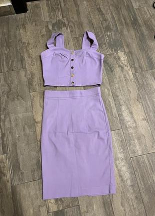 Женский костюм топ и юбка irenaíi фиолетовый м2 фото