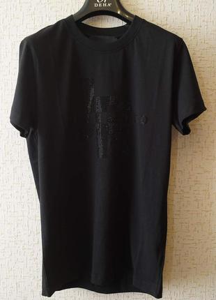 Мужская футболка johnmond черного цвета с аппликацией из страз.4 фото