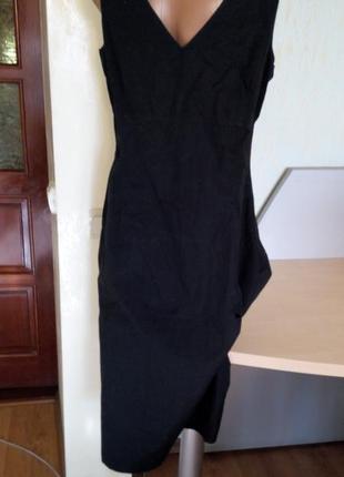 Черное легкое платье с шикарной вышивкой по подолу5 фото