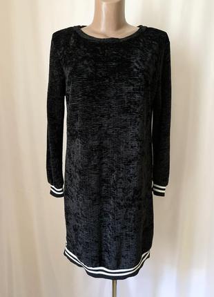 Черное велюровое платье с резинками свитшот длинный pescara