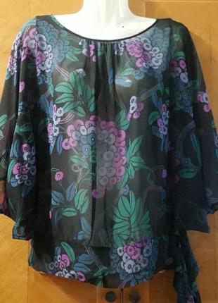 Брендовая шифоновая 100% шелк полупрозрачная блуза р.12 от warehouse в романтичном стиле9 фото