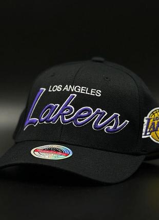 Оригінальна чорна кепка mitchell & ness team script 2.0 los angeles lakers snapback