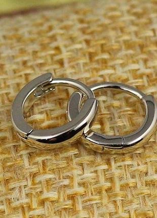 Серьги кольца xuping jewelry гладкие 10 мм серебристые2 фото