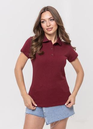 Женская футболка поло, футболка поло бордового цвета, женская футболка поло с воротником премиум качество