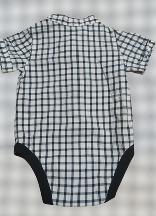 Бодик рубашка в клетку черно-белый 100% хлопок3 фото