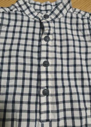 Бодик рубашка в клетку черно-белый 100% хлопок4 фото