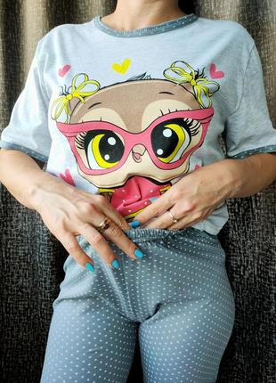 Женская летняя пижама длинные брюки и футболка2 фото