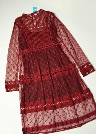Роскошное сетчатое платье с длинным рукавом1 фото