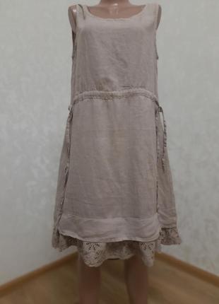 Натуральное платье сарафан рами rami крапива лен прошва аутентичный стиль7 фото