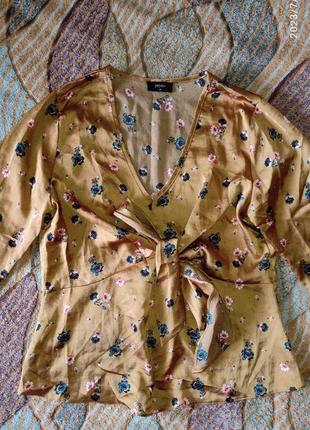 Горчичная блузка с цветочками papaya3 фото