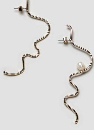 Красивые длинные серьги с натуральным жемчугом