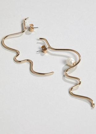 Красивые длинные серьги с натуральным жемчугом