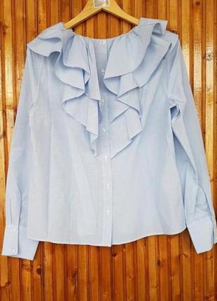 Блуза h&amp;m с воланами и пуговицами на спинке, в мелкую полоску.3 фото