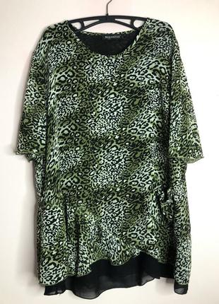 Туника блуза батал блузка на короткий рукав шифоновая