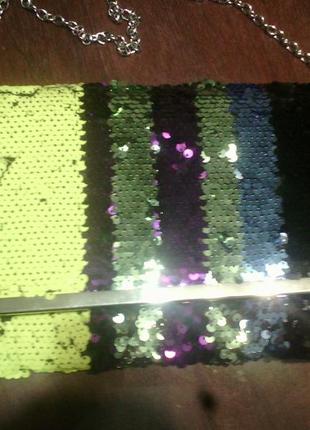 Сумка клатч на цепочке вся в пайетках 28см на 17см primark германия