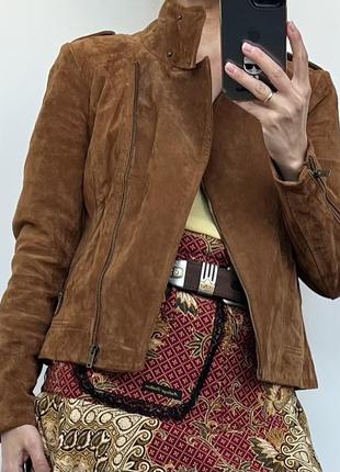 Замшевий жакет куртка-косуха красивого коричневого кольору2 фото