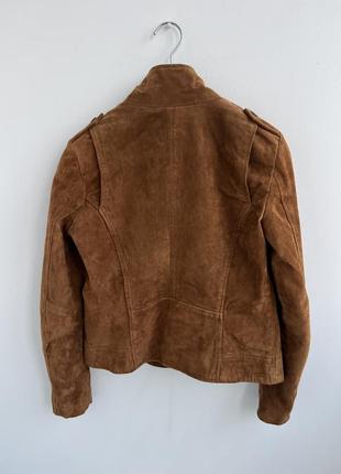 Замшевий жакет куртка-косуха красивого коричневого кольору5 фото