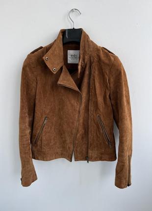 Замшевий жакет куртка-косуха красивого коричневого кольору4 фото
