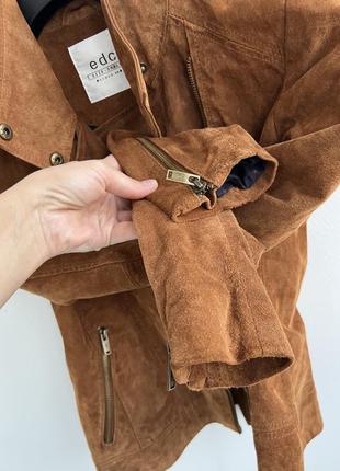 Замшевий жакет куртка-косуха красивого коричневого кольору7 фото