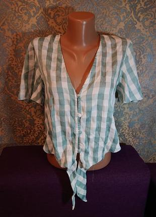 Красивая женская блуза кроп топ с узлом р.42 /44 блузка футболка2 фото