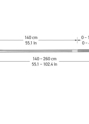 Карниз для душа tatkraft oscar телескопический нержавеющая сталь и пластик  140х260 см d2.5 см (14299)2 фото