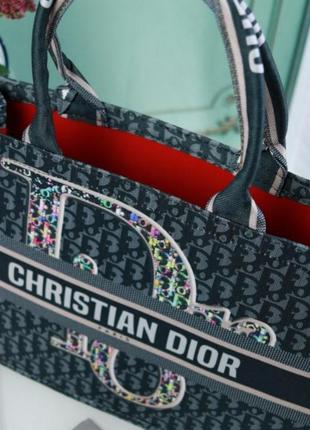Сумка christian dior шоппер, сумка шоппер кристиан диор серо-черная с буквой2 фото