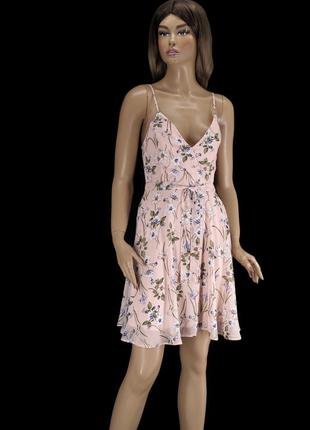 Брендовое нежное шифоновое платье мини "primark" с цветочным принтом. размер uk8/eur36.