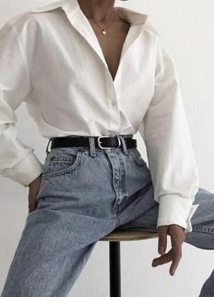 Женская белая рубашка блузка кофта белая оверсайз жеncкая рубашка-билая