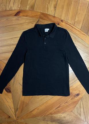 Asos classic polo black long sleeve лонгслів поло класичний