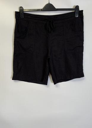 Льняные шорты черного цвета, большой размер1 фото