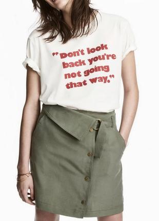 Мини юбка хаки на кнопках h&m 36