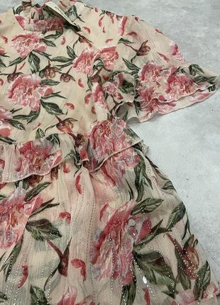 Платье мини оборками и цветочным принтом river island6 фото