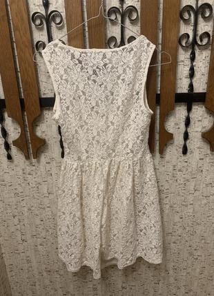 Белое кружевное платье + платье комбинация3 фото