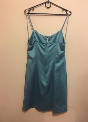 Платье topshop tall powder blue gathered bust slip dress7 фото