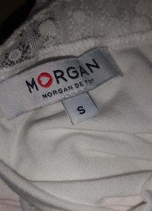 Белая/Кровевая футболка-блуза с кружевными вставками5 фото