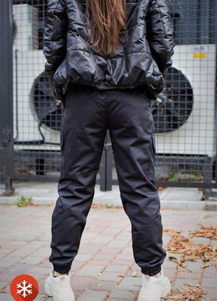 Жіночі теплі штани карго without reflective l чорні4 фото